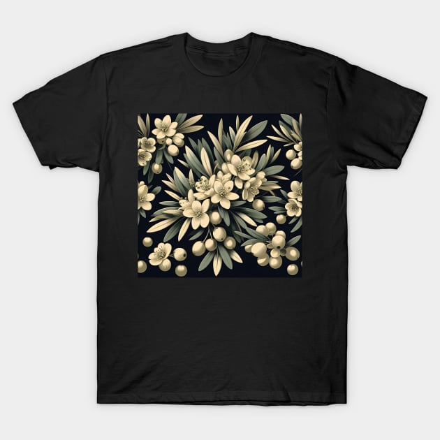 Olive Floral Illustration T-Shirt by Jenni Arts